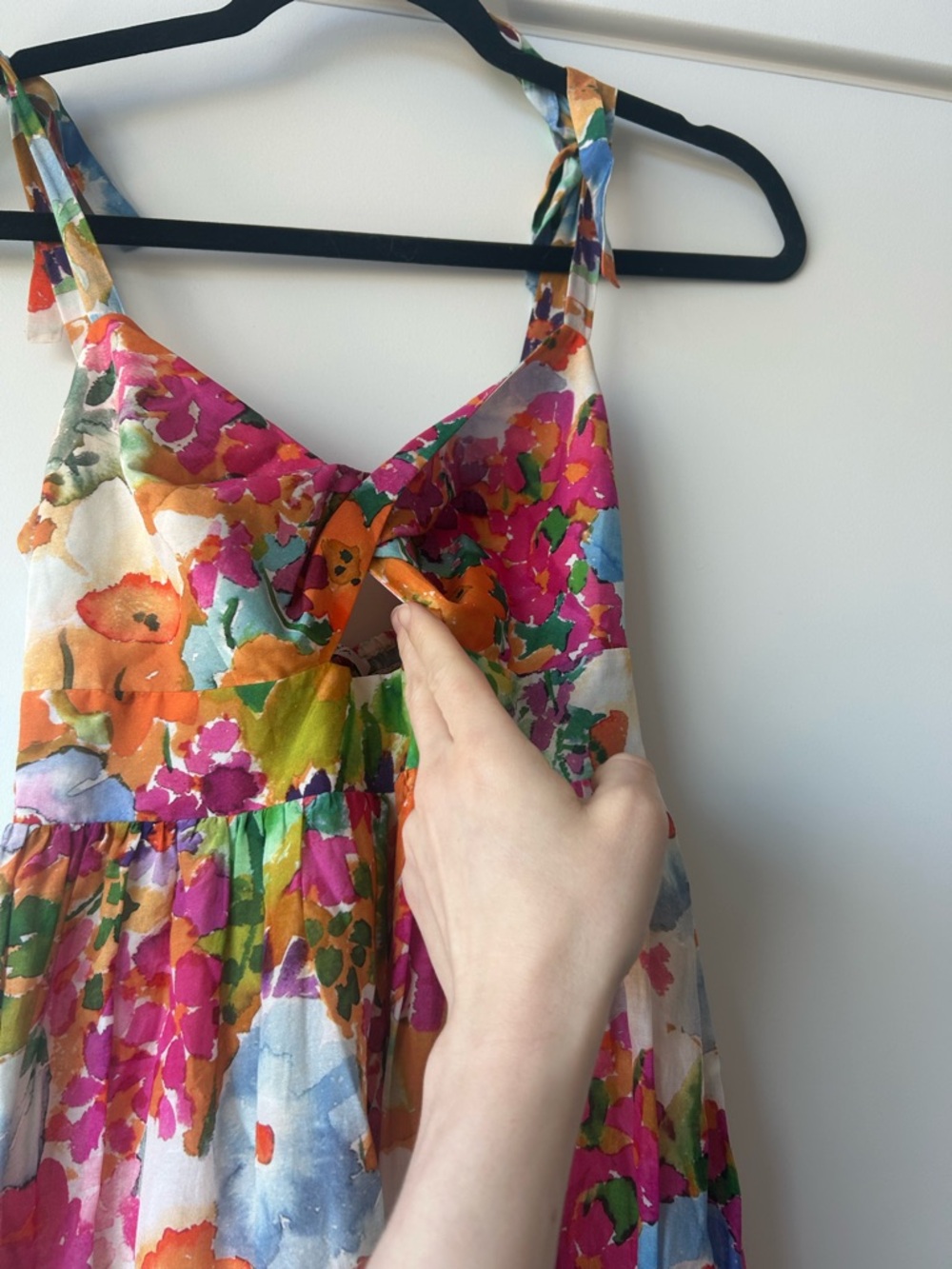 & Other Stories Multicolor Floral Midi Dress in Pink, Orange, Green, Blue - Picture 8 of 10